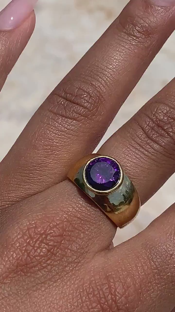 Chunky Amethyst Ring aus Messing - RSL7