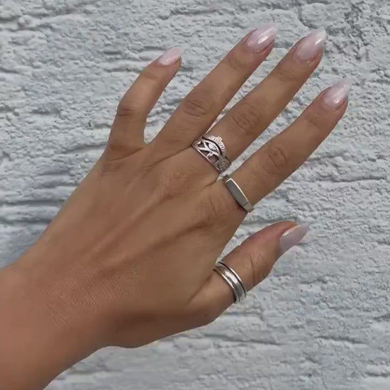 Minimalistischer, abgeflachter Silberring, 952 Sterling Silber - RB7_SIL