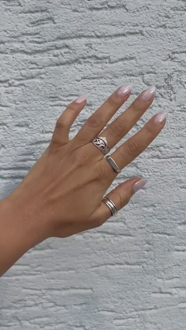 Minimalistischer, abgeflachter Silberring, 952 Sterling Silber - RB7_SIL